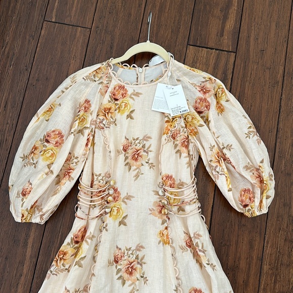 NWT Zimmermann rosa linen floral mini dress - Picture 2 of 3